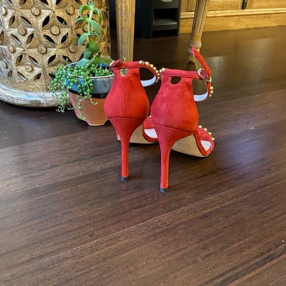 New STUART WEITZMAN Whatastud Nudistsong Suede Heels Red Heels - Picture 11 of 13